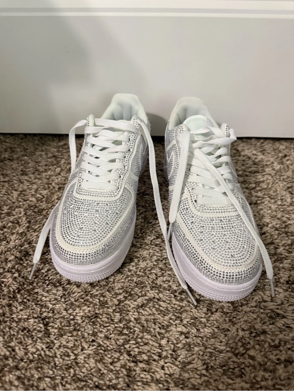 Nike Women's White Crystal Rhinestone Athletic Sneakers